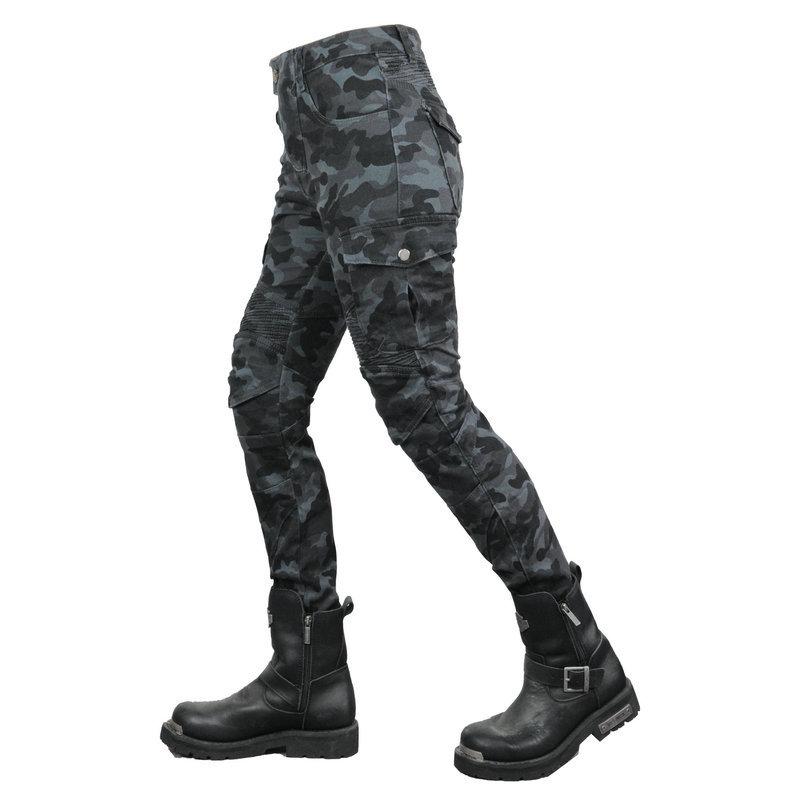 VOLERO+ג'ינס לאופנוע נשים+מכנסי מירוץ לאופנועים Camo אלסטי מכנסיים להגנה מפני נפילה+מגן שדרוג