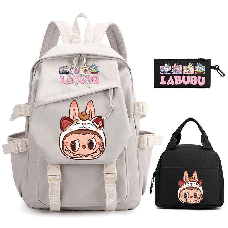 3Pcs/set Cute  Printed Backpack Pencil Case Lunch Bag Teenager Student Girl Boy Schoolbag Women Travel Laptop Bag Mochila