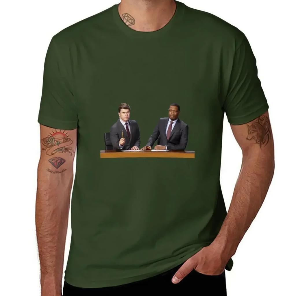 SNL Michael Che Colin Jost Weekend Update Promo T-Shirt Kawaii Clothes Tees Shirts Graphic Tees Men's Cotton T-shirt