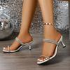 Fashion Women Modern Sandals 2025 Summer New Heels Women Crystal Rhinestone Shoes for Women Thin Heels Outside Fashion Party Sandals