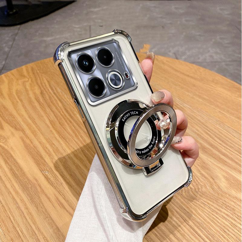 Luxury Shockproof Magnetic Bracket for Magsafe Clear Case for Funda Infinix Note 40 Pro Note40 Pro Plus With Holder Stand Cover