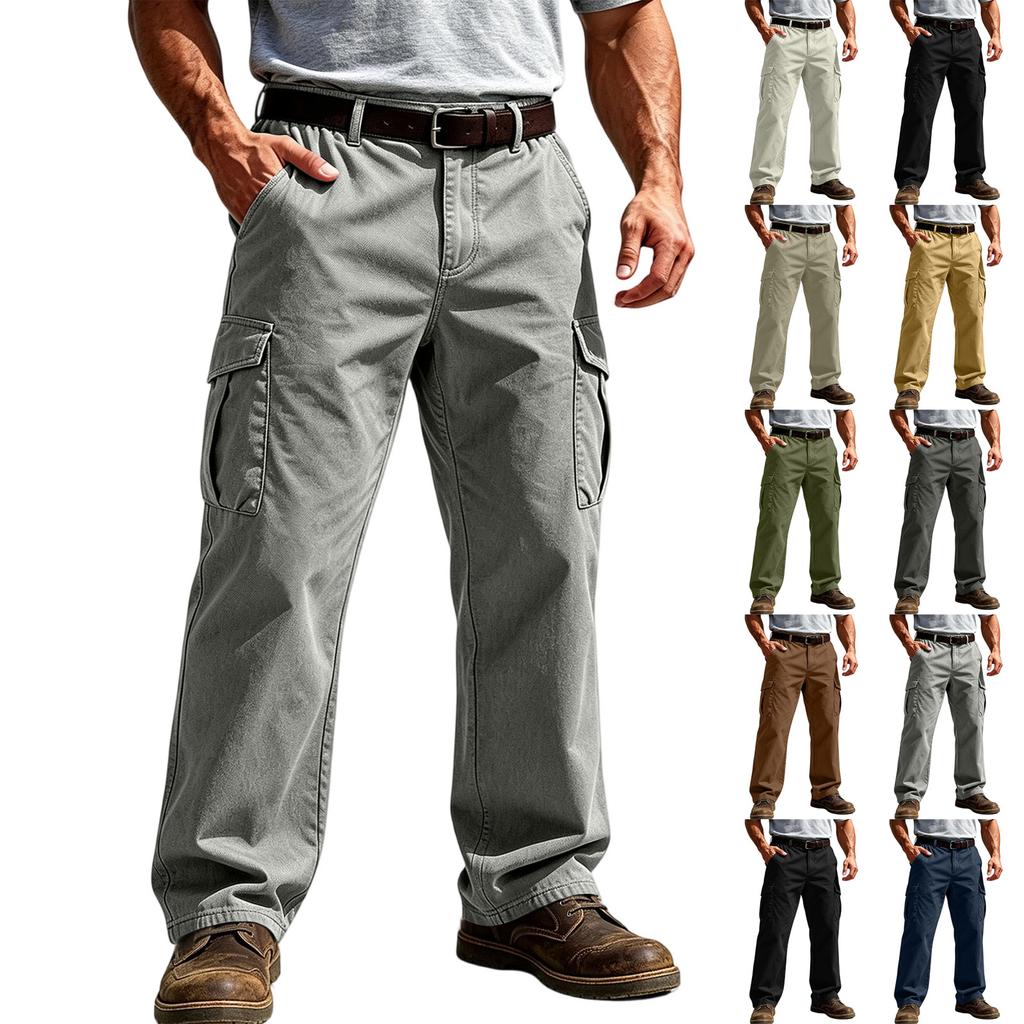 Men's Cargo Sweatpants with Elastic Waistband and Drawstring Straight Leg Joggers for Casual Everyday Wear