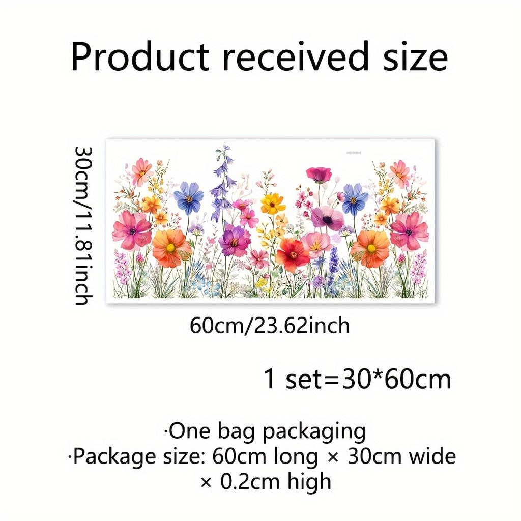 1pc Colorful Floral Bouquet Window Sticker, Plastic Flower Garden Decal For Living Room Bedroom, Home Wall Trim Decor