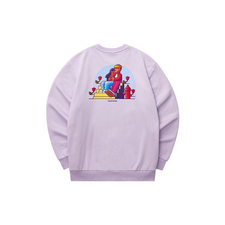 Skechers Character Logo Print Sweatshirt Unisex sweatshirt Light-Snow-Blue L421U247-00EW
