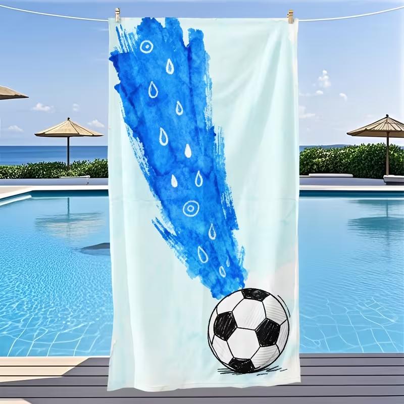 Serviette de plage imprimée Volley-ball mignon sur toute la surface Thème Sportif Serviette sans sable Légère pour Jeux de Plage Gym Yoga Voyage d'Été