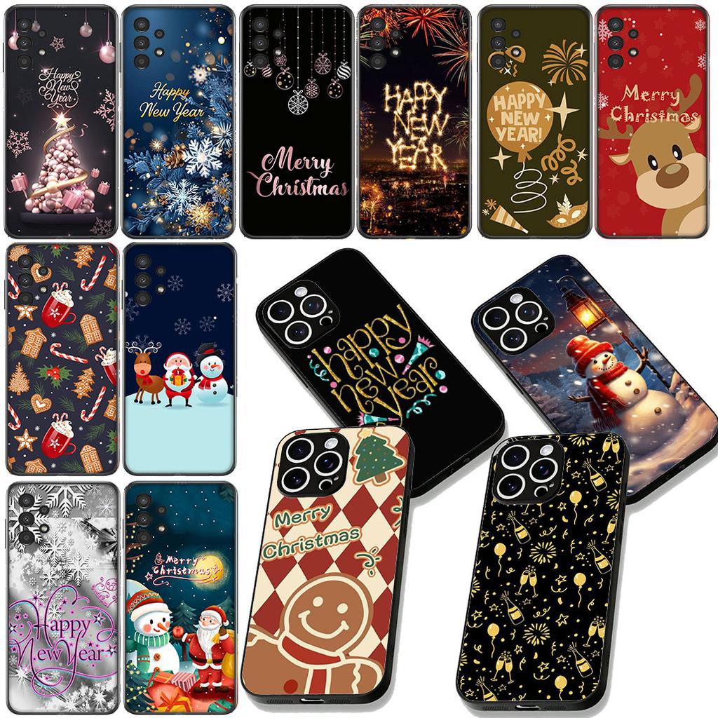 Happy New Year Christmas Tree Deer Cover for Samsung Galaxy A06 A05 A14 A50 A51 A52 A12 A13 A23 A70 A07 A25 A26 A72 A56 Case