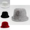 Fleece Bucket Hat For Winter Fashion With Embroidered Logo For Women Men**