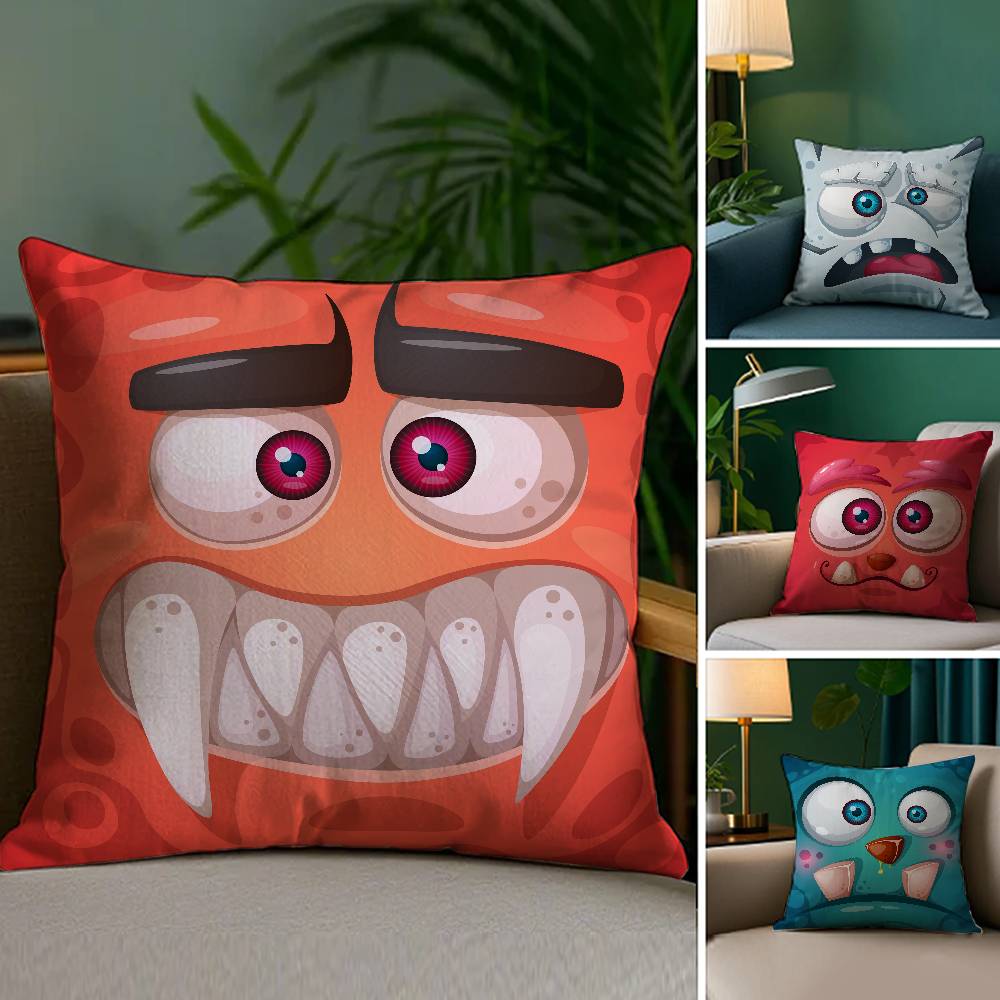 Funny Little Monster Pillow Case Plush Fabric Soft Double Sided Print Home Sofa High Quality Cushion Cover Throw