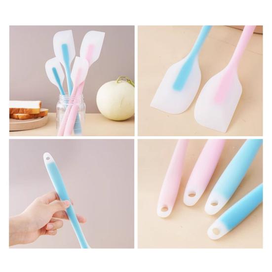 Soft Silicone Spatula Food-Grade Heat-Resistant Cooking Baking Tool Flexible Curved Head Spatula Fits Pots Bowls Non-Stick Safe Kitchen Utensil