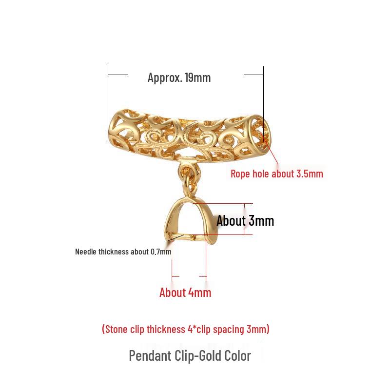 18K Gold-Plated Thai Silver Pendant Bail with Agate Jade Buddha Guanyin Clip