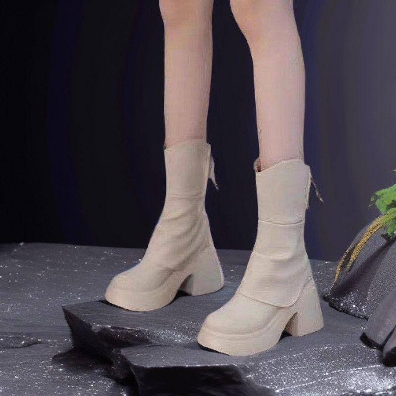 Dámské kotníkové boty Martin s malou platformou zvyšující výšku - Kulatá špička, Vodotěsné, Unisex, Ideální pro podzimní/zimní módu