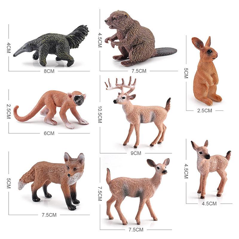 Pvc Forest Monkey Rabbit Fox Deer Figures Collection Realistic Static Models For Classroom And Display