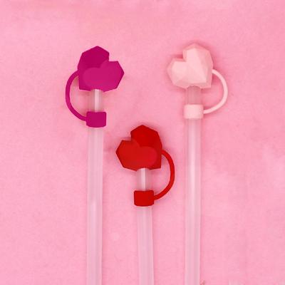 PVC Heart Diamond Straw Covers 10mm Diamond Straw Tips Protectors Dust-Proof Diamond Straw Toppers for Stanley 30&40 Oz Tumbler