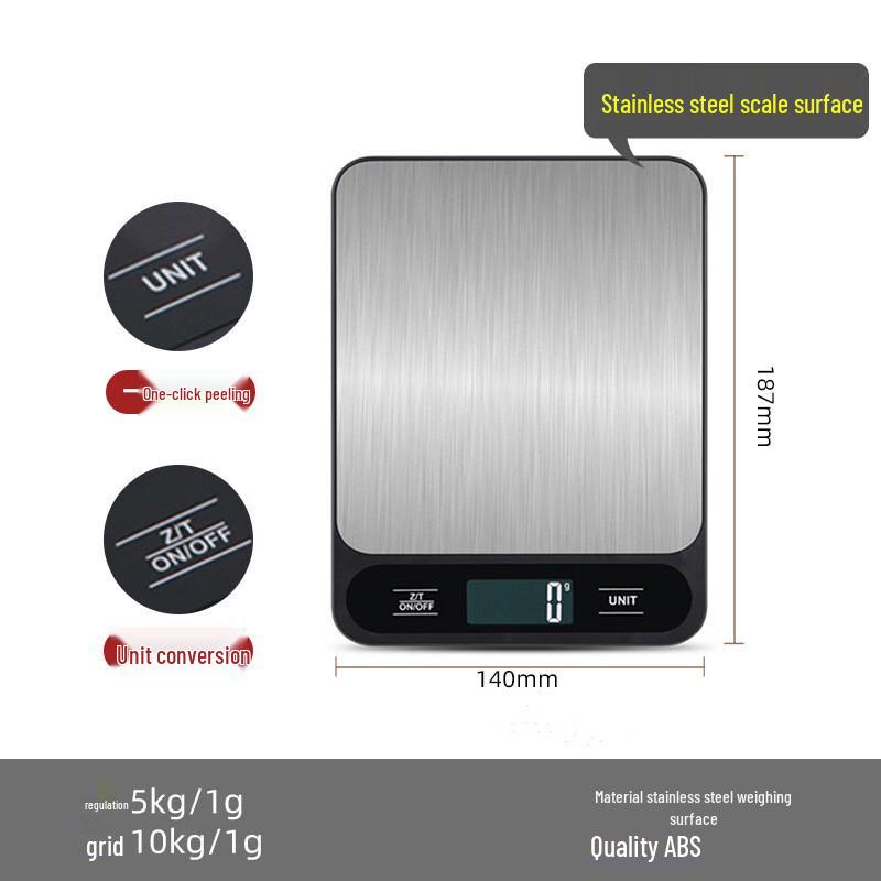 ACVER ZJ-2 Black Stainless Steel Precision Kitchen Scale