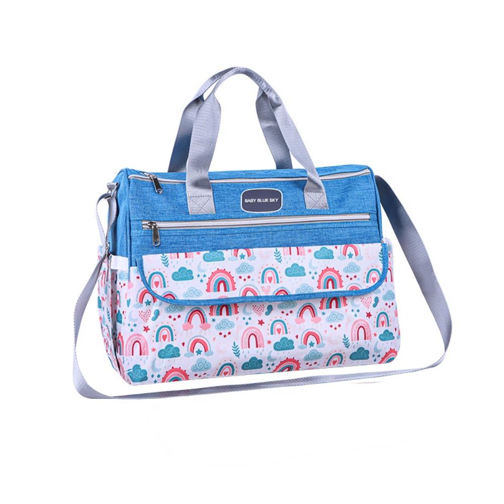 

Многокарманная одноплечевая сумка для мамы большой вместимости, сумка для рожениц, новая сумка для подгузников Blue-L