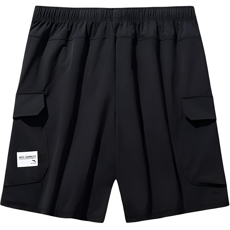 Anta Casual Simple Solid Color Lace-Up Loose Sports Shorts Men shorts Black 152527533-3