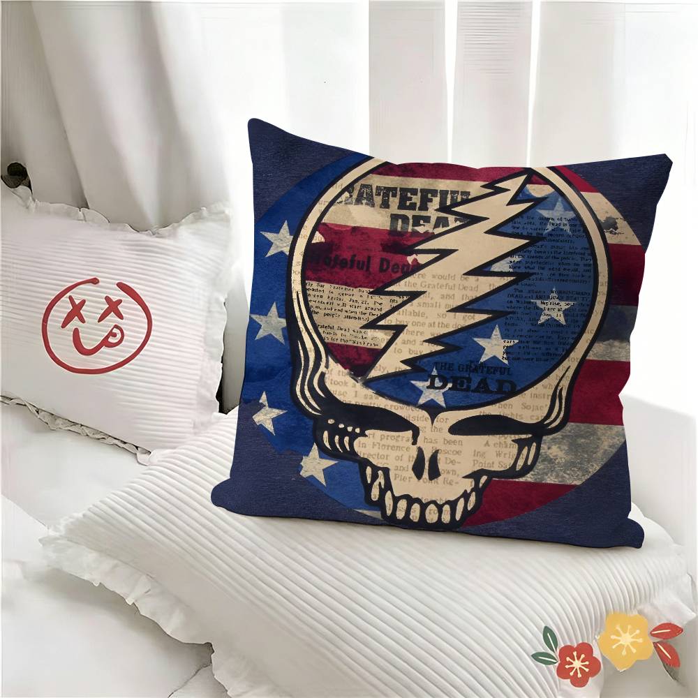 pc Band GgGrateful Logo Dead Pillow Case Fashion Square Pillowcase Bedroom Sofa Room Ins Decoration Leisure