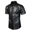 2025 Men'S Formal Dress Shirt Sequin Button Up Shirt Cosplay Costume Lapel Shiny T-Shirt Shirt