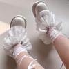 Women Ruffle Lace Leg Warmer Sweet Over the Calf Socks Mesh Flared Leg Socks Princess Leg Sleeves Halloween Costumes
