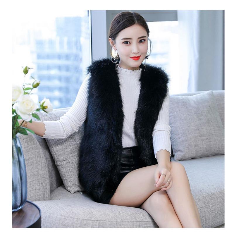 

Жилет из искусственного меха женский короткий осенне-зимний новая мода утолщенный жилет из искусственного меха норки куртка мода 2XL чёрный