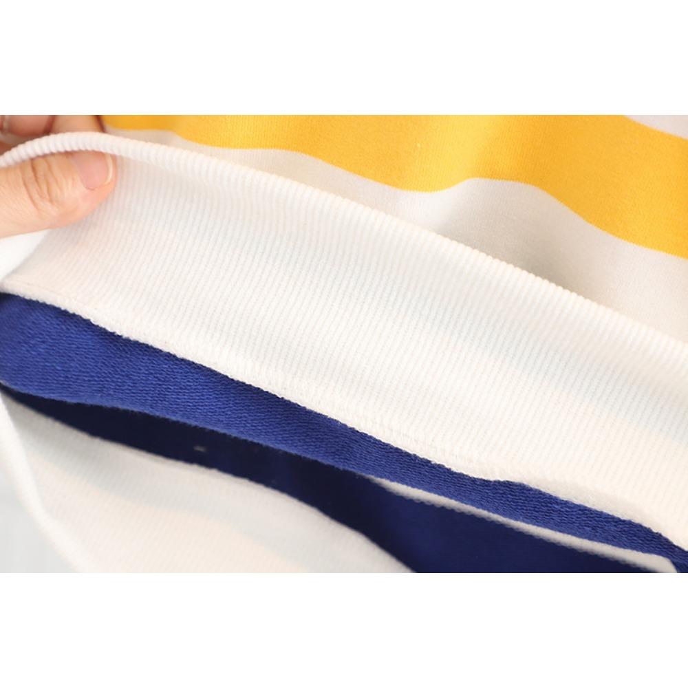 Children's Autumn Clothing Set for Boys and Girls Striped Round Neck Jeans Two-piece Set with Bag