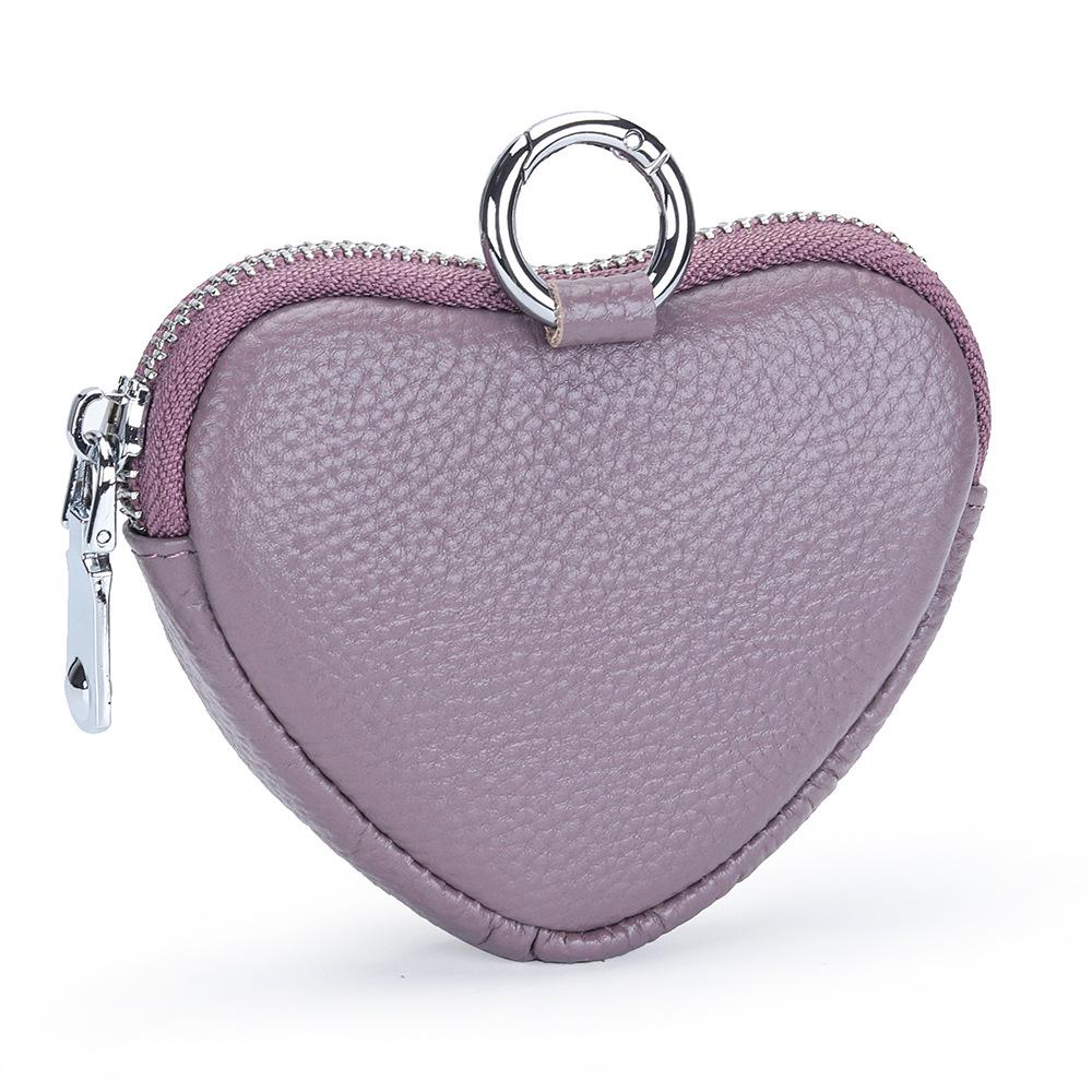 Mini Genuine Leather Coin Purse for Ladies - Top Layer Cowhide Storage Pouch with Zipper and Pendant