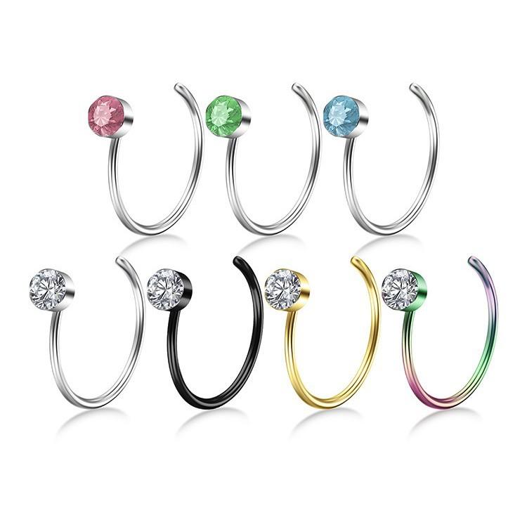 Colorful Inlaid Diamond Medical Stainless Steel Nose Ring Nose Clip Earrings Piercing Jewelry Manufacturer