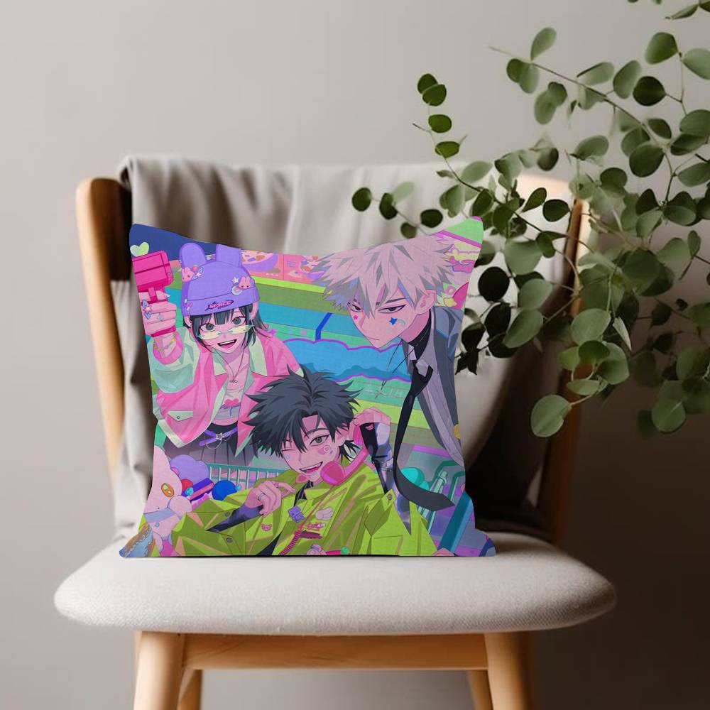 Suspense Anime Pillow Case Sofa Living Room Bedroom Doublesided Printing Link Click Square Cushion Nap Time Pillow Case