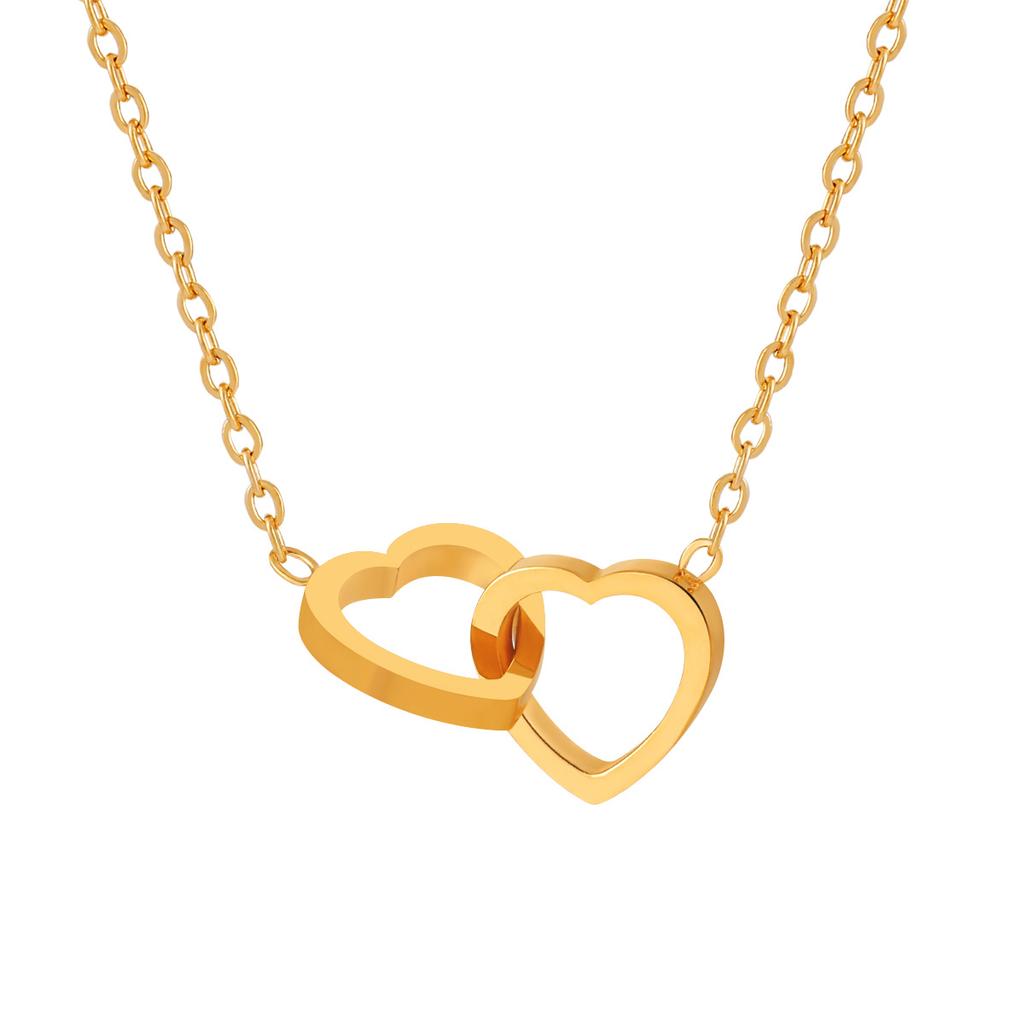 Double Love Heart Clavicle Chains Short Neck Chains Girls Heart Pendant  Stainless Steel Choker Necklace for Women