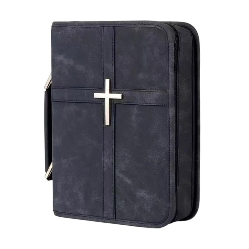 Borsa porta libro di preghiera Custodia per libro in pelle PU con chiusura completa e maniglia per il trasporto per culto, viaggi e uso domestico