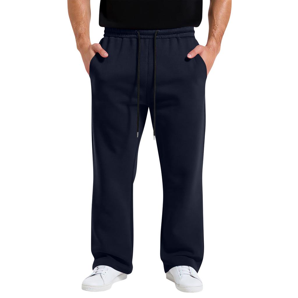 Mens Wide Leg Sweatpants Loose Drawstring Waist Casual Jogger Pants Soft Comfy Relaxed Fit Trousers for Everyday Wear