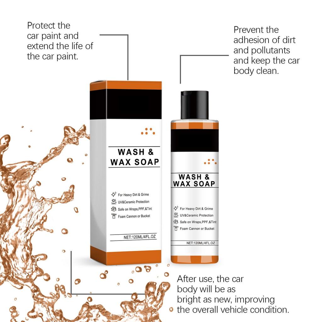 Autoshampoo - Wasch- & Wachsshampoo für starken Schmutz & Ablagerungen, Reinigungsprodukte Außen mit UV 120ml