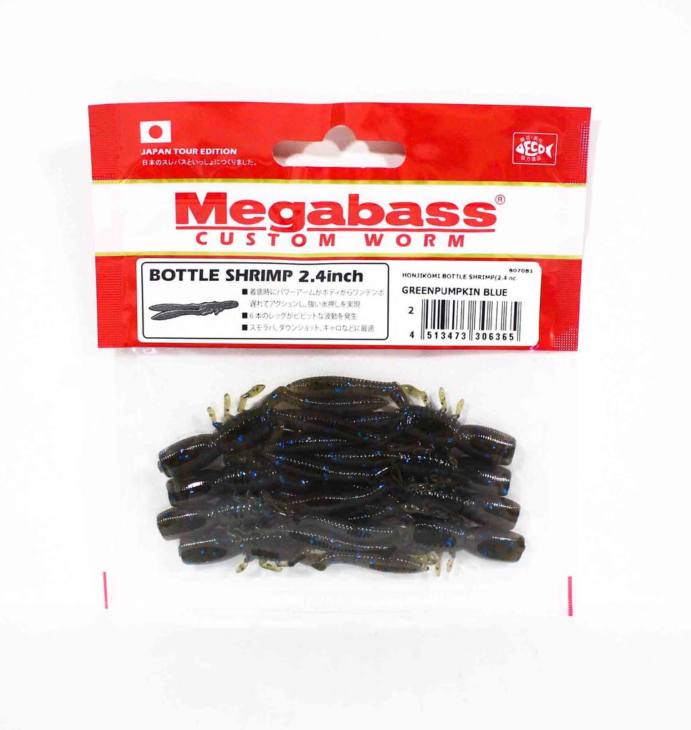 Megabass Soft Lure Bottle Shrimp 2.4 Inches Green Pumpkin Blue (6365)