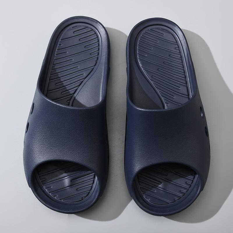 Large size bathroom home men's non-slip bottom, fat feet and wide high-end odorless eva soft bottom comfortable and simple slippers