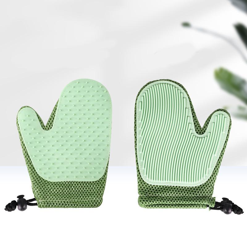 

Перчатки для ухода за кошками, линяющая ванна для собак, щетка для вычесывания шерсти, силиконовый гребень для аксессуаров для домашних животных зелёный