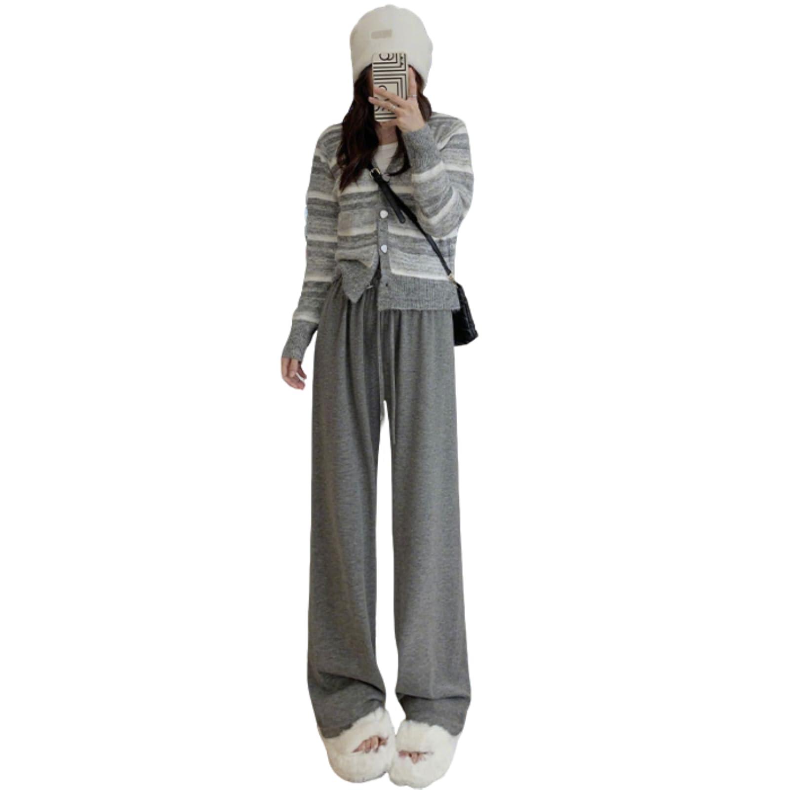 

Elastic Plus Loose Solid [JINJUDUO] Women s Wide-Leg Pants, Fleece-Lined, Warm, Spring/Autumn/Winter, Waistband, Sizes, Fit, Figure-Flattering, Color,