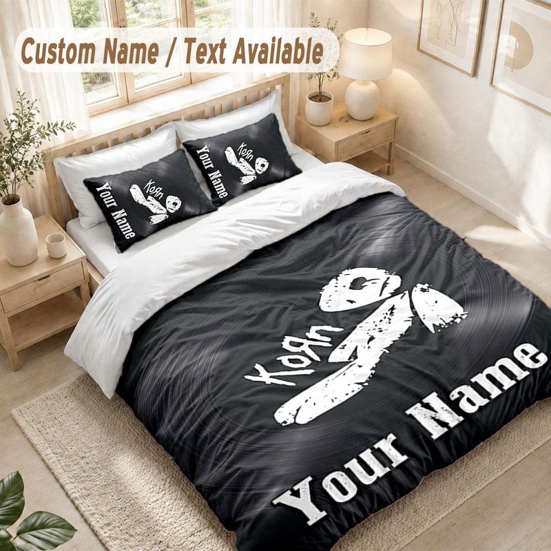 Custom Name Bedding Set 3 PiecesKorn Print Duvet Cover + 2 Pillowcases Soft Bed Decor