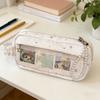 Pencil Case Star Design Extra Large Capacity Zipper Closure Pencil Pouch with DIY Storage Transparent Window School Supplies