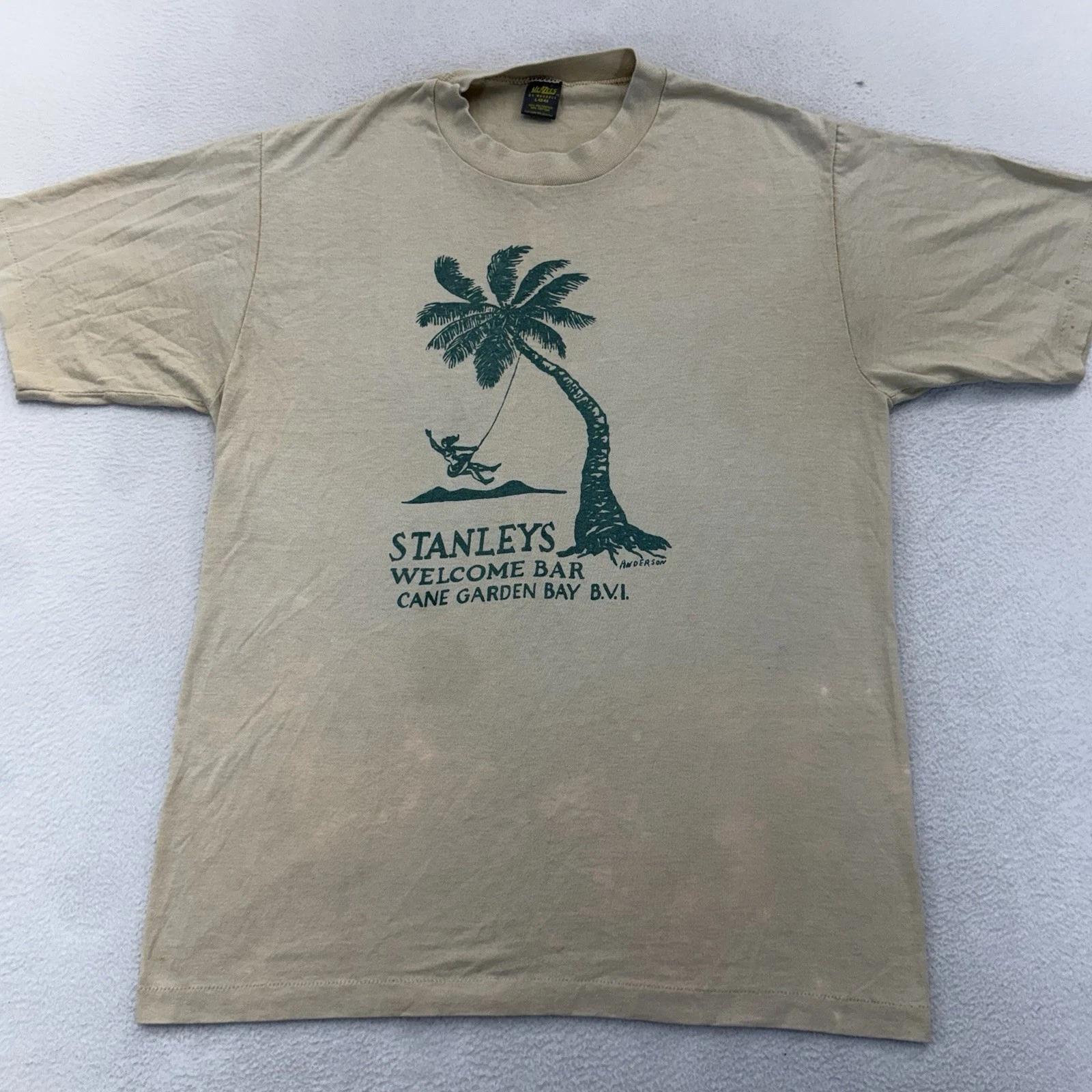 

VTG T-Shirt 70s/80s Stanley’s Welcome Bar Virgin Islands Sz L Thin Distressed 3XL