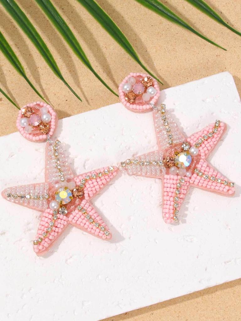 Seestern & Seepferdchen Perlenohrringe mit Perlen - Einzigartiger Strandstil