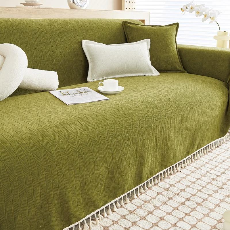 Chenille Sofabezug für alle Jahreszeiten, Vollbezug Sofa Release Ins Style Einfacher Sofabezug Stoff Einfarbig Sofakissen Decke