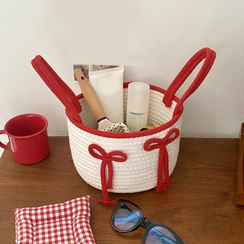 Large Capacity Cotton Rope Basket for Organizing Home Office Supplies Large Capacity Snacks Organizer Bedroom Decoration
