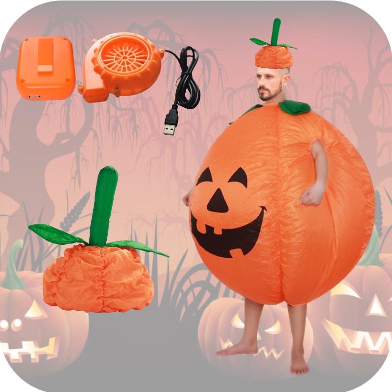 Costume gonfiabile zucca di Halloween, costume da passeggio con bambola cartoon