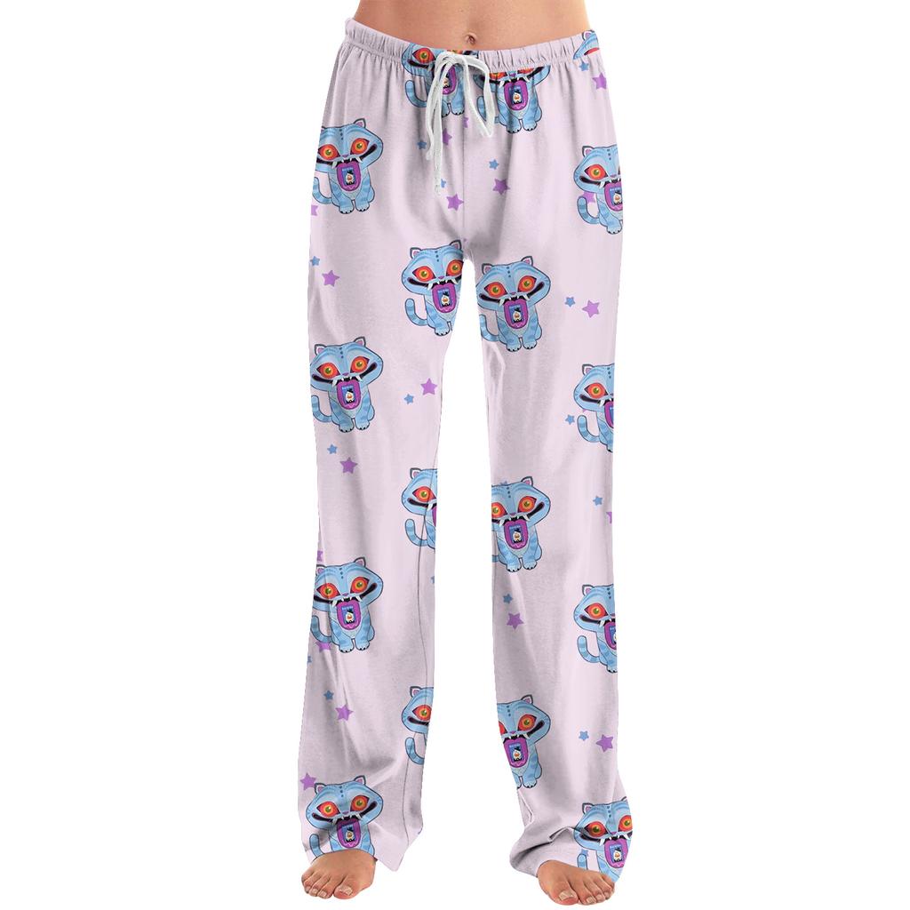 Womens Pajama Pants Sleepwear Casual Drawstring Elastic Waist Pants Comfy Straight Yoga Loose Trousers