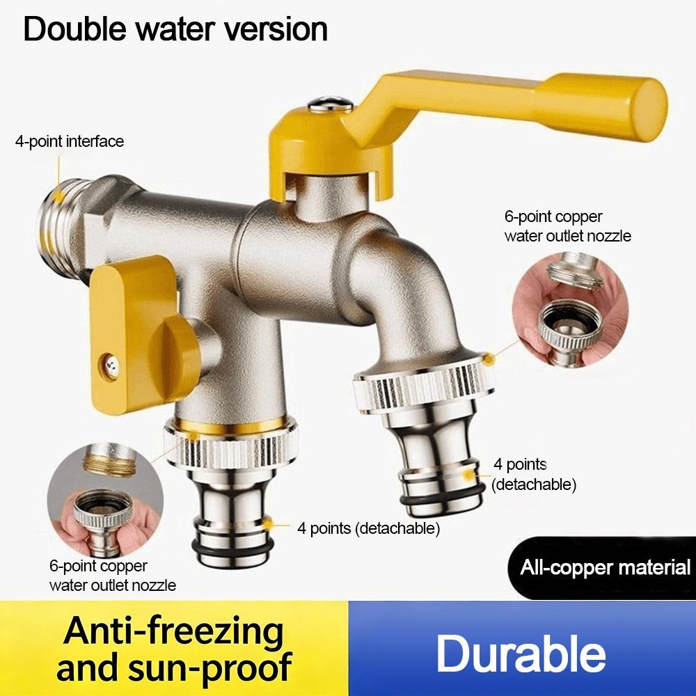 Useful Copper Water Tap Frost-Proof Double/One Outlet Water Tap Splitter Garden Irrigation Tap Home Indoor