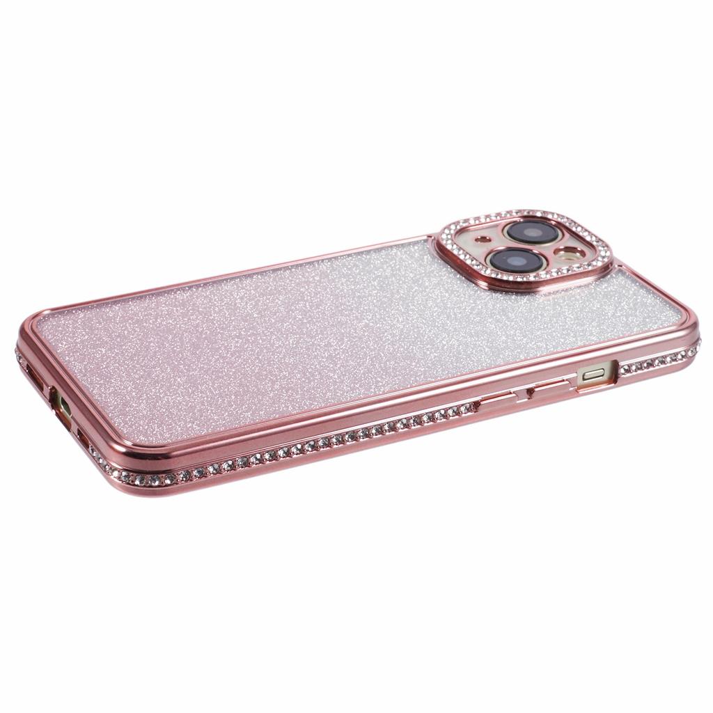 For iPhone 15 Plus TPU Case Shiny Rhinestone Gradient Glitter Phone Back Cover