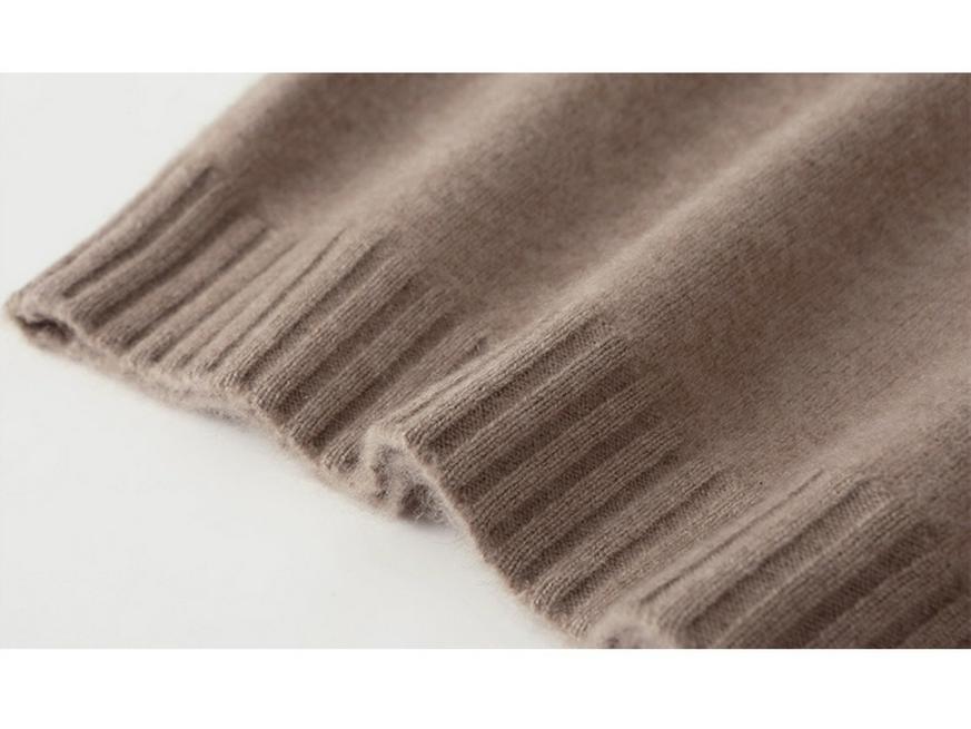 Damska sukienka dzianinowa w stylu koreańskim, dopasowana, 100% wełna - Półwysoki dekolt, pogrubiona na jesień/zimę