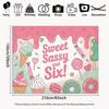 2D 6th Birthday Sweet Treat Background Cloth, Pink Ice Cream Party Backdrop