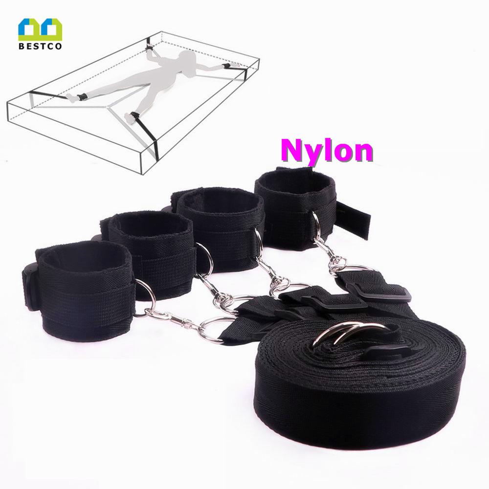 BESTCO 18+ Under Bed Restraints Wrist to Leg Cuffs Slave Fetish BDSM Bondage HandCuffs Adult Sex Toys For Couples Games