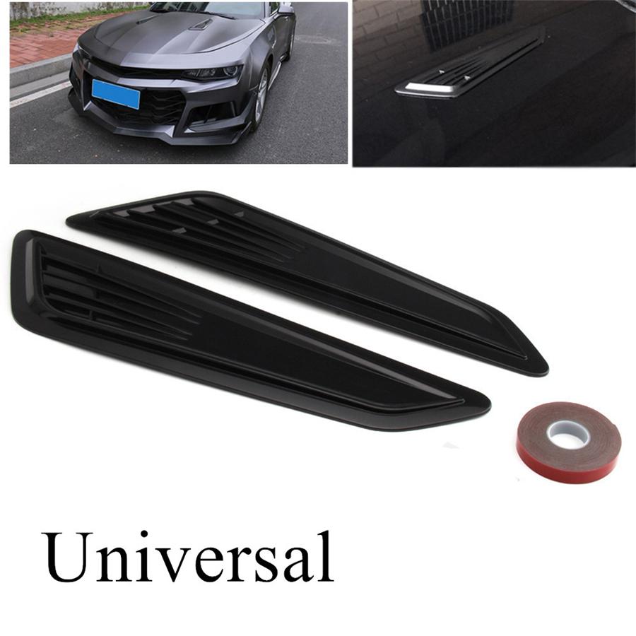 2 Pcs Glossy Black Car Hood Vent Louver Scoop Cover Intake Cooling Panel Trim